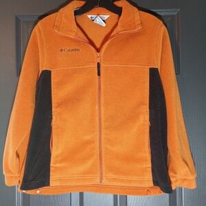 Columbia Orange And Black Full Zip Warm Thick Fleece Jacket Youth Size  10 - 12